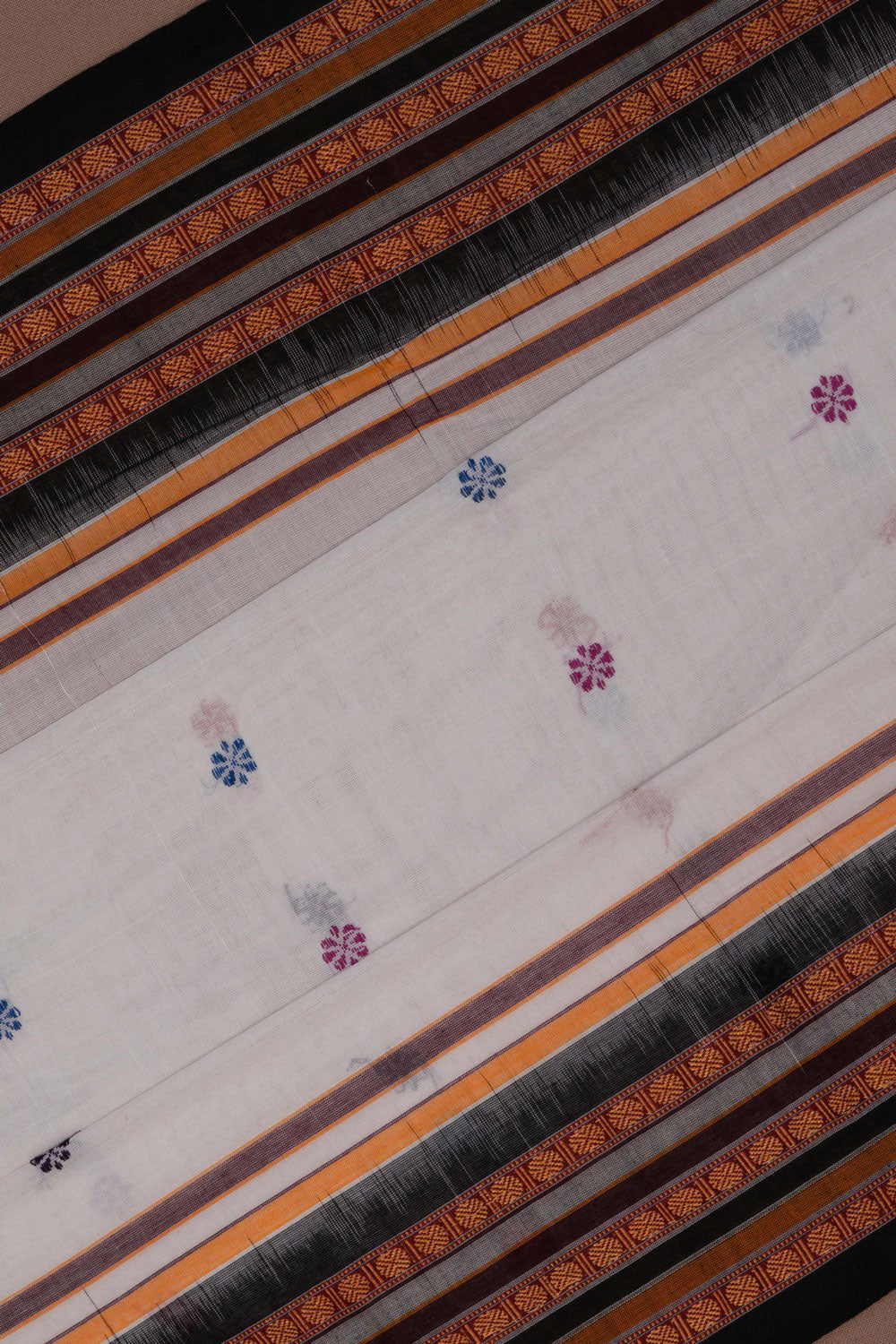 Image of Sambalpuri Cotton Off White Saree